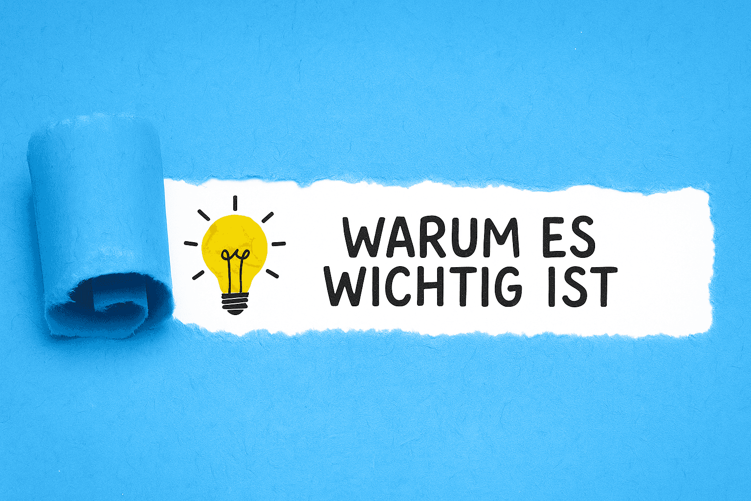 Hellblaues Papier mit einem horizontalen Streifen, der abgezogen ist und unter dem die Kritzelei einer Glühbirne und „Warum es wichtig ist“ zu sehen sind.