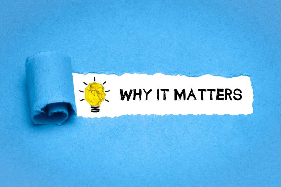 Light blue paper with a horizontal strip peeled back under which the scribble of a light bulb and "Why it matters" can be seen