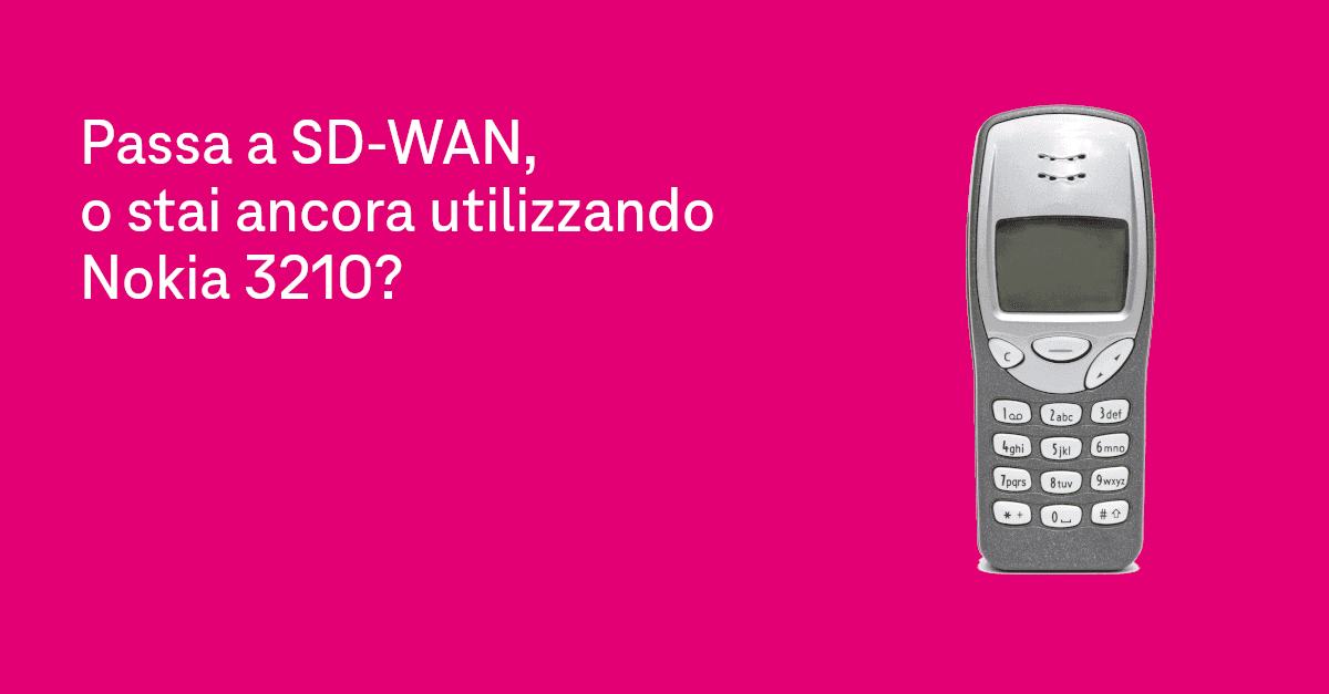 Sfondo color magenta con un Nokia 3210 in primo piano.